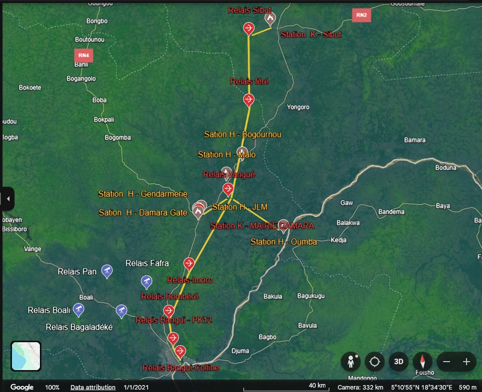 Segment Bangui - Damara - Sibut